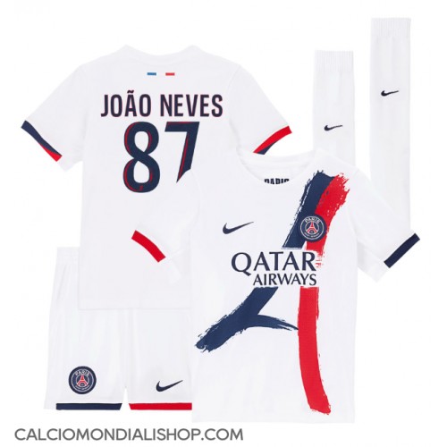 Maglie da calcio Paris Saint-Germain Joao Neves #87 Seconda Maglia Bambino 2024-25 Manica Corta (+ Pantaloni corti)